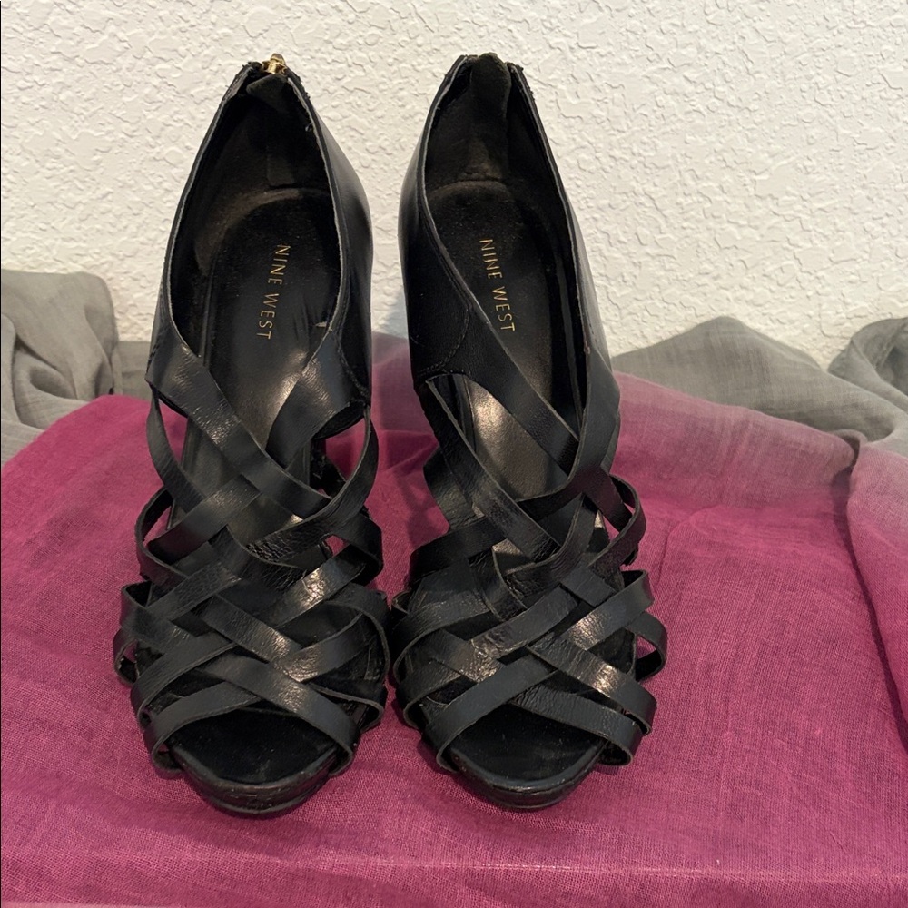 Nine West Strappy Black Heels